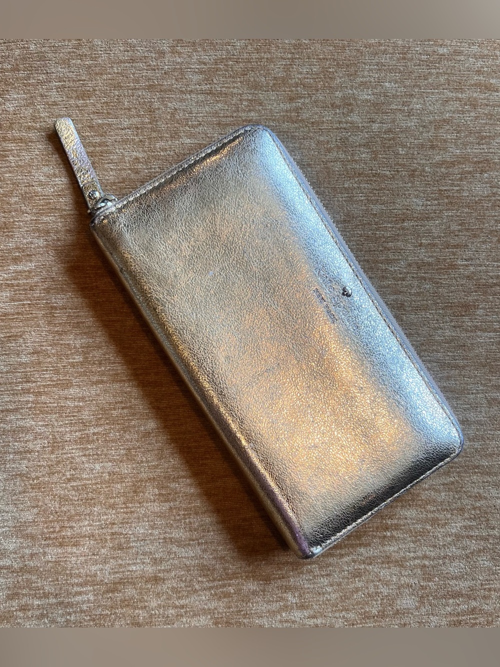 kate spade Silver Metallic Leather Pouch
